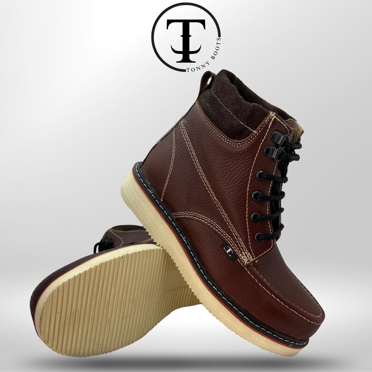 •Zapato de Trabajo Bordo •Piel:Floter •Suela:Mil Rayas