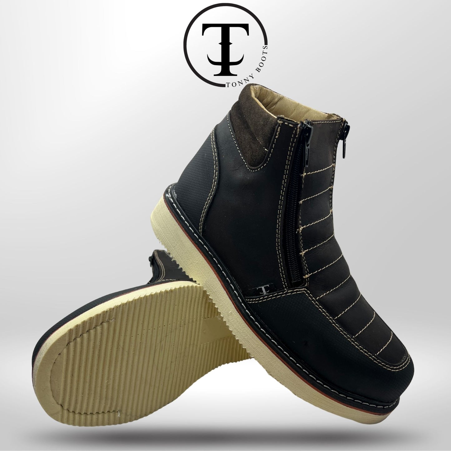 •Zapato de Trabajo 2 Cierres              •Piel:Crazy •Suela:Mil Rayas