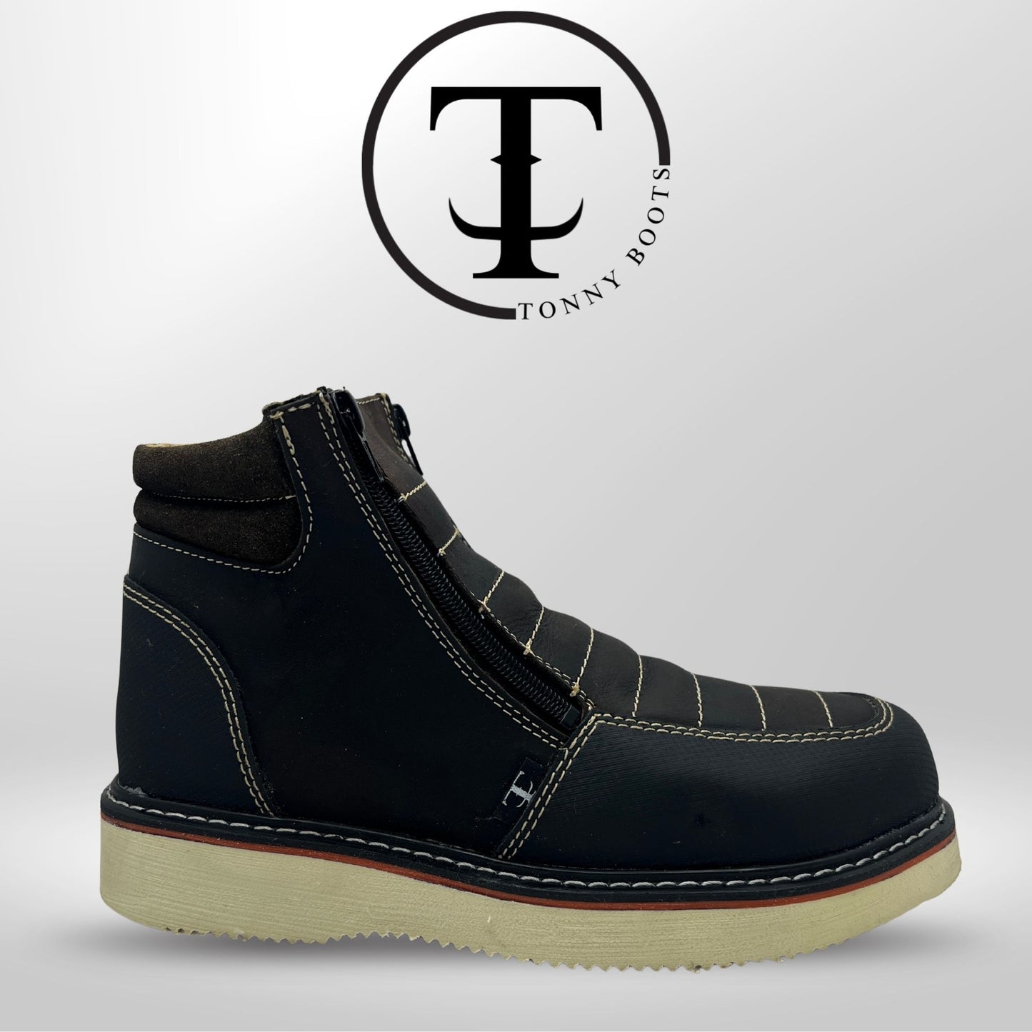 •Zapato de Trabajo 2 Cierres              •Piel:Crazy •Suela:Mil Rayas