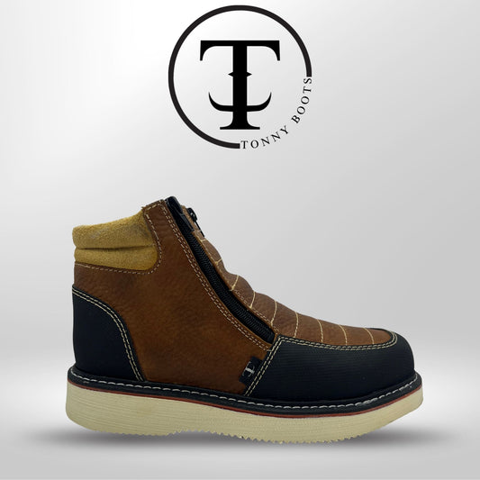 •Zapato de Trabajo 2 Cierres         •Piel:Floter •Suela:Mil Rayas