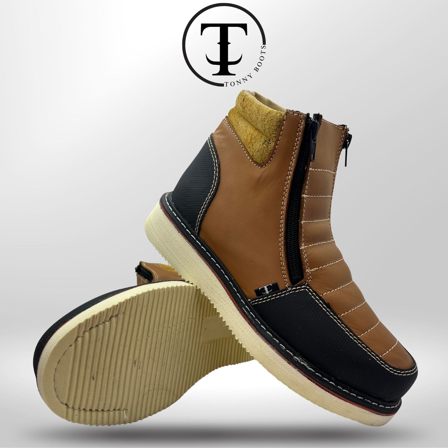 •Zapato de Trabajo 2 Cierres              •Piel:Crazy •Suela:Mil Rayas