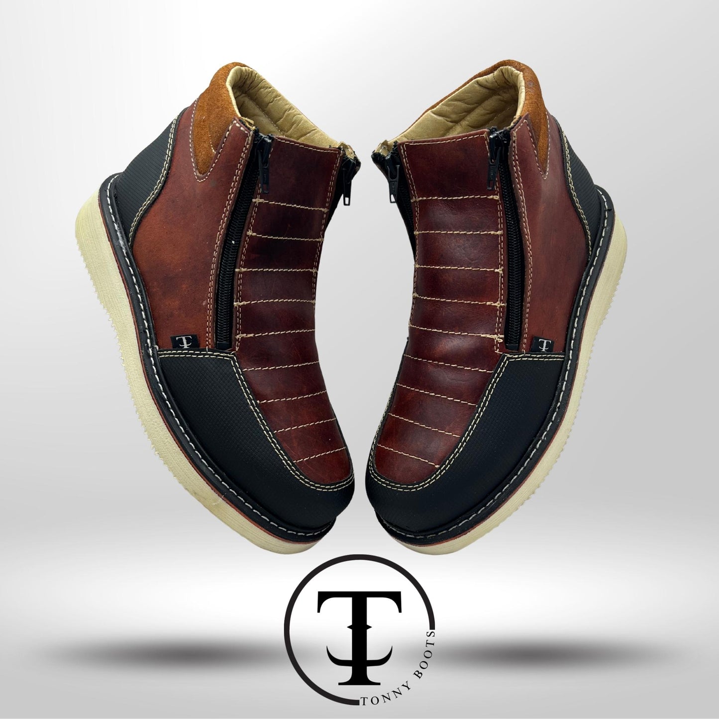•Zapato de Trabajo 2 Cierres              •Piel:Crazy •Suela:Mil Rayas