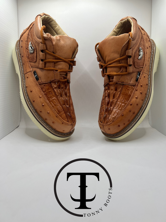Zapato De Piel Maromero Hombre  (Grabado)  Avestruz Cocodrilo