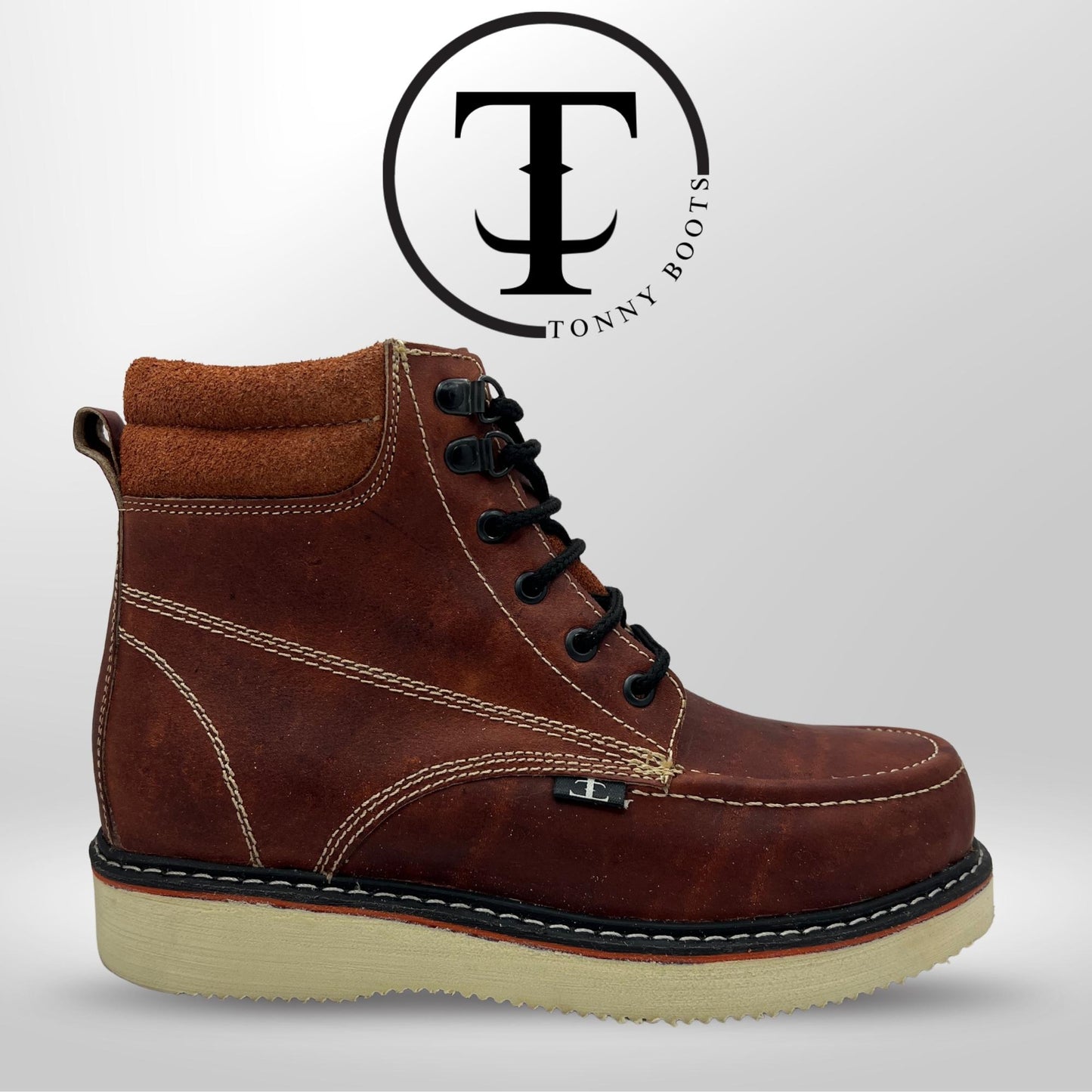 •Zapato de Trabajo Bordo •Piel:Crazy •Suela:Mil Rayas