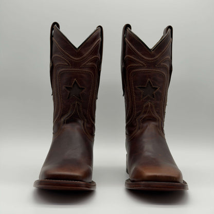Bota Vaquera Tabaco Punta Cuadrada — Suela de Cuero