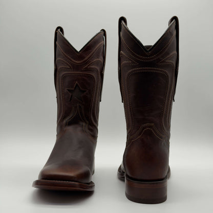 Bota Vaquera Tabaco Punta Cuadrada — Suela de Cuero