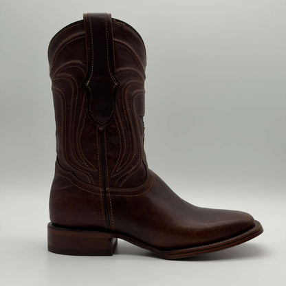 Bota Vaquera Tabaco Punta Cuadrada — Suela de Cuero