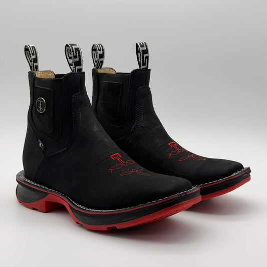 Botín Vaquero Ringle Negro - Suela Houston Roja