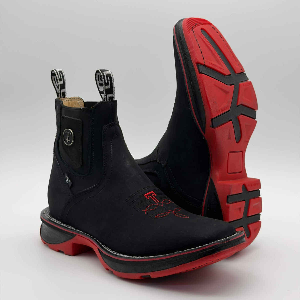 Botín Vaquero Ringle Negro - Suela Houston Roja