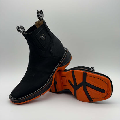 Botín Vaquero Ringle Negro - Suela Houston Naranja