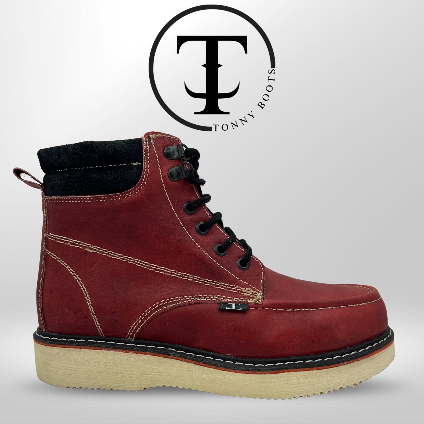 •Zapato de Trabajo Bordo •Piel:Crazy •Suela:Mil Rayas