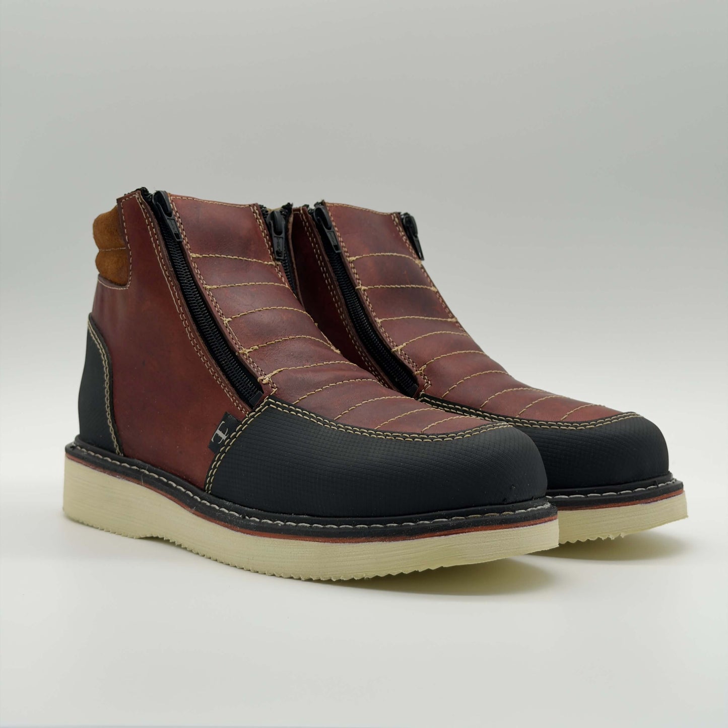 Zapato de Trabajo Doble Cierre Crazy Shedrón Mil Rayas — 100% Piel