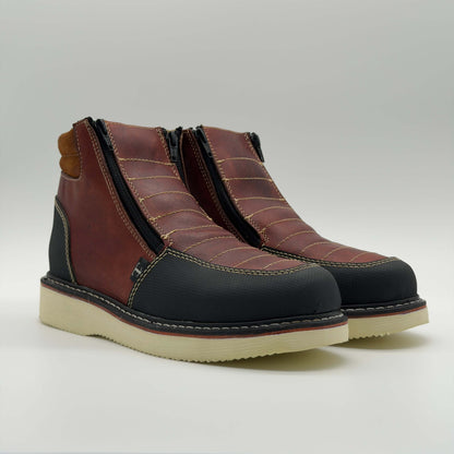 Zapato de Trabajo Doble Cierre Crazy Shedrón Mil Rayas — 100% Piel