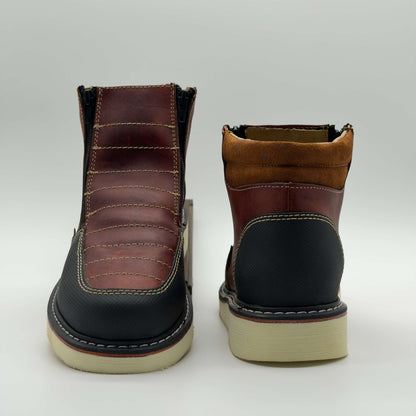 Zapato de Trabajo Doble Cierre Crazy Shedrón Mil Rayas — 100% Piel