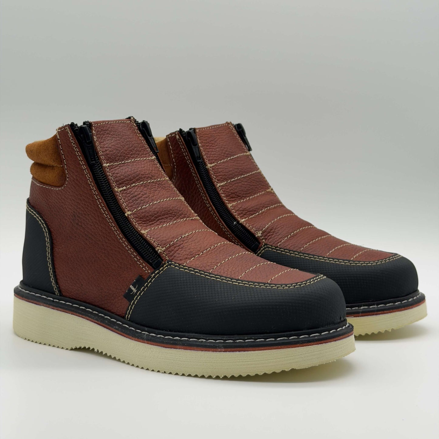 Zapato de Trabajo Doble Cierre Floter Shedrón Mil Rayas — 100% Piel