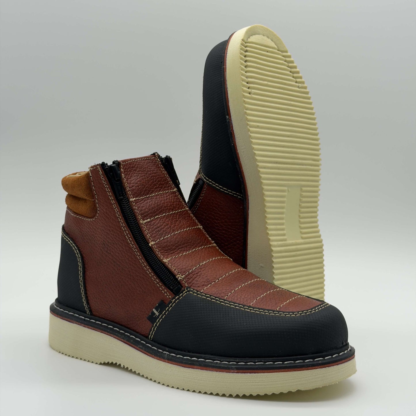 Zapato de Trabajo Doble Cierre Floter Shedrón Mil Rayas — 100% Piel