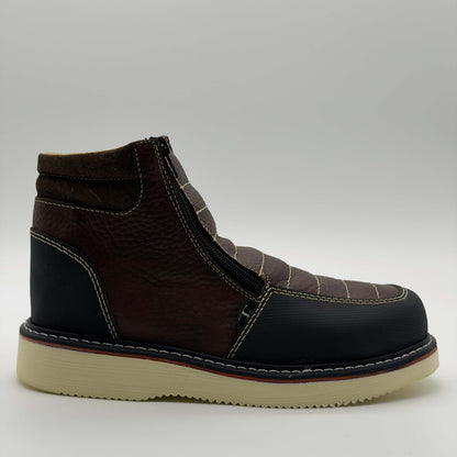 Zapato de Trabajo Doble Cierre Floter Café Mil Rayas — 100% Piel
