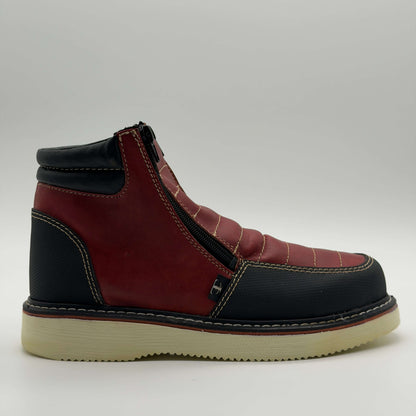 Zapato de Trabajo Doble Cierre Crazy Vino Mil Rayas — 100% Piel