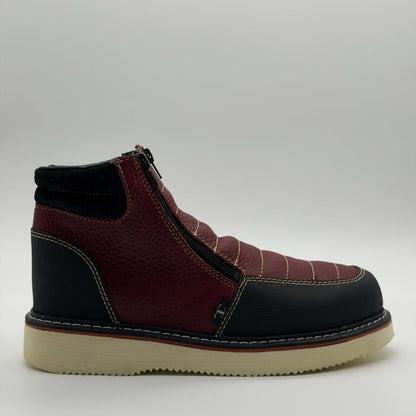 Zapato de Trabajo Doble Cierre Floter Vino Mil Rayas — 100% Piel