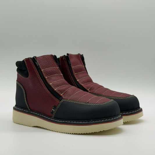 Zapato de Trabajo Doble Cierre Floter Vino Mil Rayas — 100% Piel