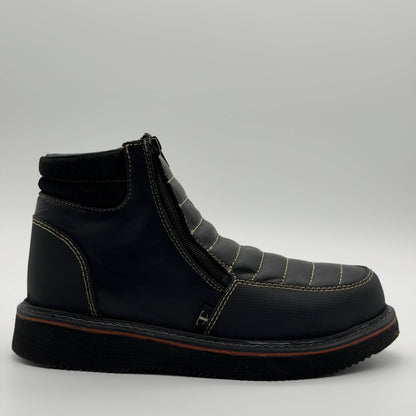 Zapato de Trabajo Doble Cierre Crazy Negro Mil Rayas — 100% Piel