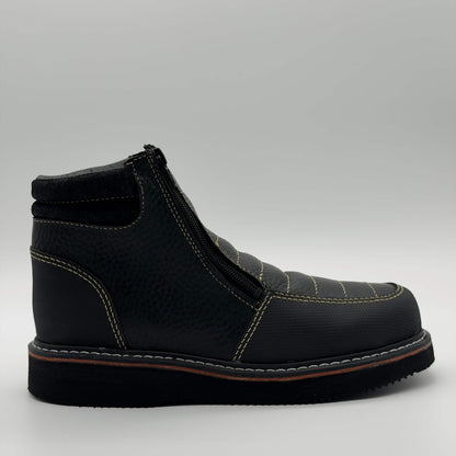 Zapato de Trabajo Doble Cierre Floter Negro Mil Rayas — 100% Piel