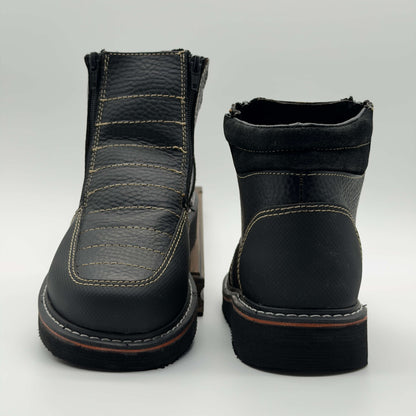 Zapato de Trabajo Doble Cierre Floter Negro Mil Rayas — 100% Piel