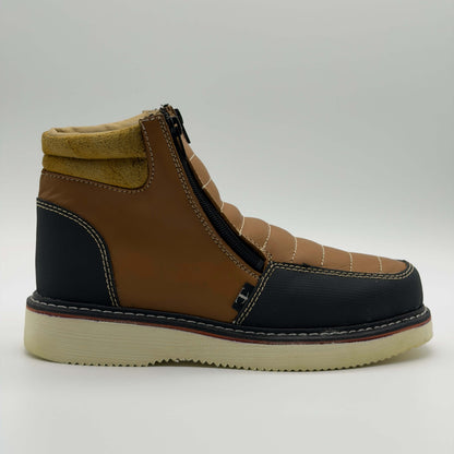 Zapato de Trabajo Doble Cierre Crazy Miel Mil Rayas — 100% Piel