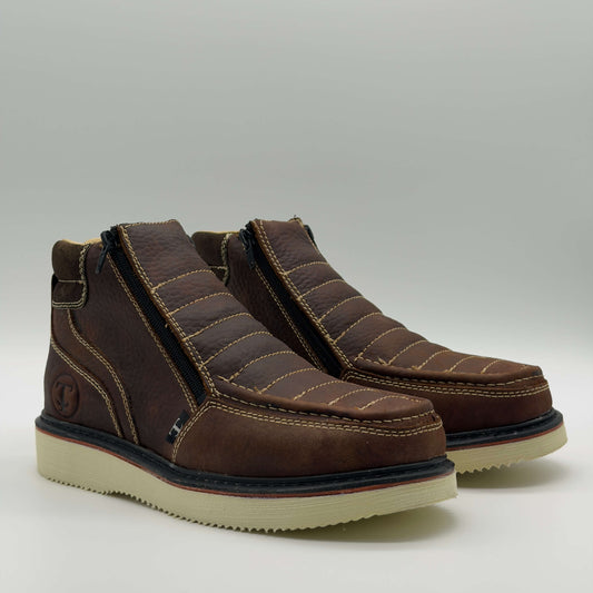 Zapato de Trabajo Doble Cierre Bordado Floter Café Mil Rayas
