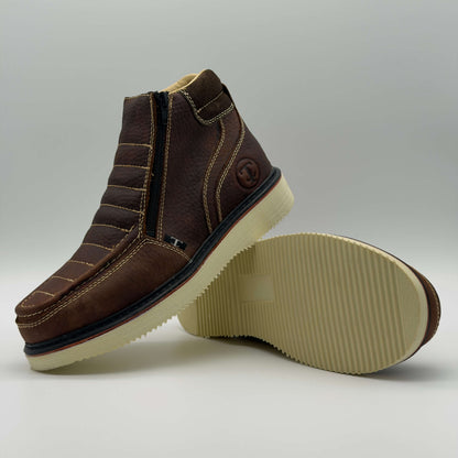 Zapato de Trabajo Doble Cierre Bordado Floter Café Mil Rayas