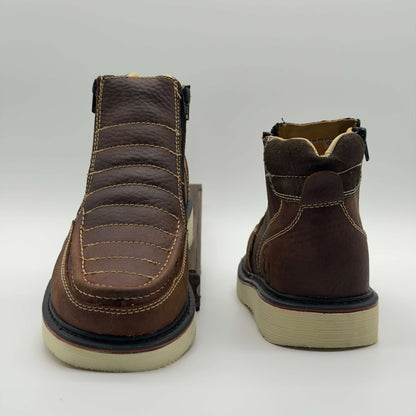Zapato de Trabajo Doble Cierre Bordado Floter Café Mil Rayas