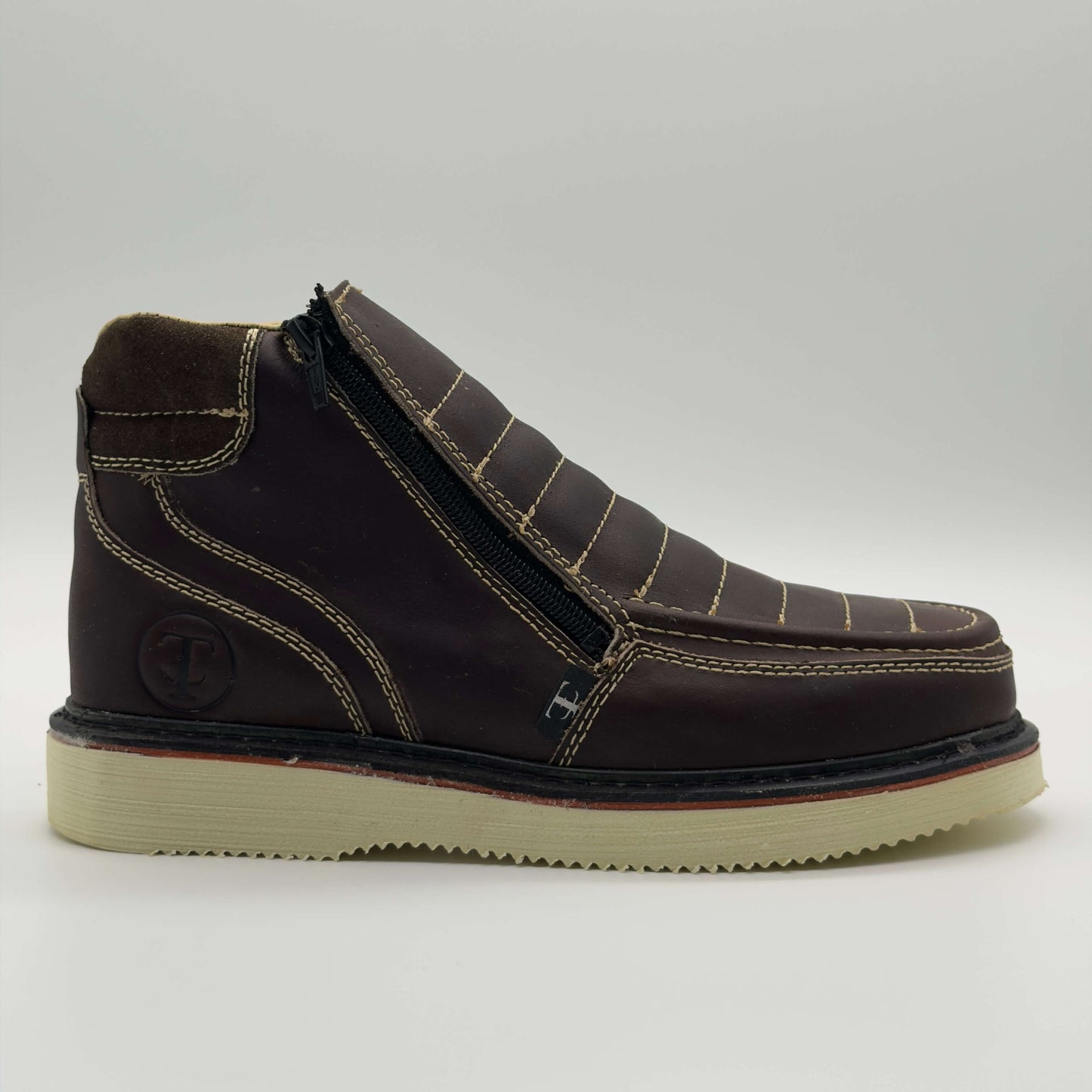 Zapato de Trabajo Doble Cierre Bordado Crazy Café Mil Rayas