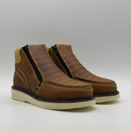 Zapato de Trabajo Doble Cierre Bordado Floter Miel Mil Rayas