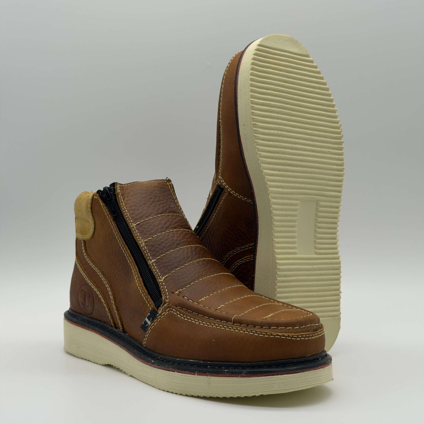 Zapato de Trabajo Doble Cierre Bordado Floter Miel Mil Rayas