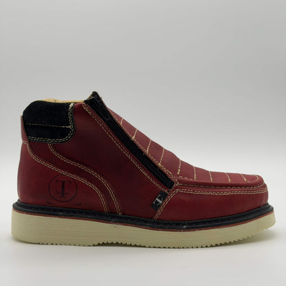 Zapato de Trabajo Doble Cierre Bordado Crazy Vino Mil Rayas