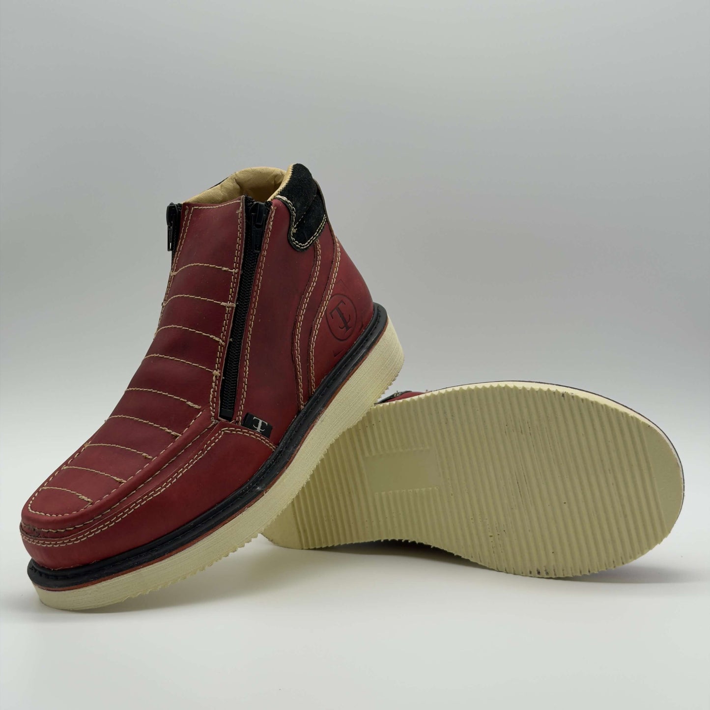 Zapato de Trabajo Doble Cierre Bordado Crazy Vino Mil Rayas