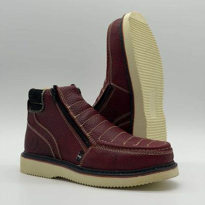 Zapato de Trabajo Doble Cierre Bordado Floter Vino Mil Rayas