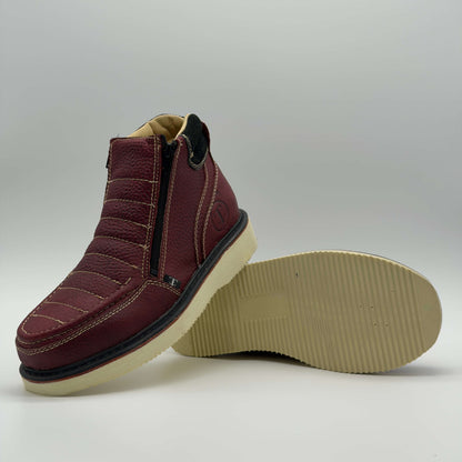 Zapato de Trabajo Doble Cierre Bordado Floter Vino Mil Rayas