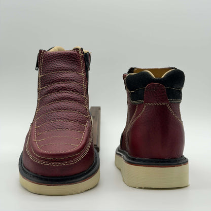 Zapato de Trabajo Doble Cierre Bordado Floter Vino Mil Rayas