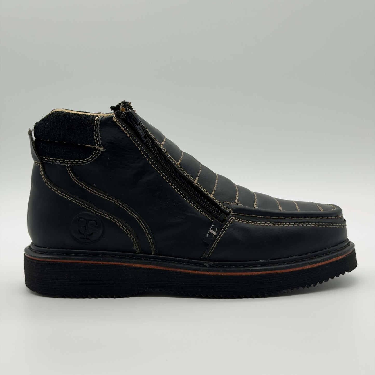 Zapato de Trabajo Doble Cierre Bordado Crazy Negro Mil Rayas