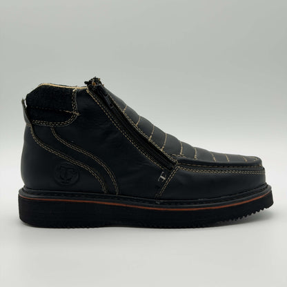 Zapato de Trabajo Doble Cierre Bordado Crazy Negro Mil Rayas