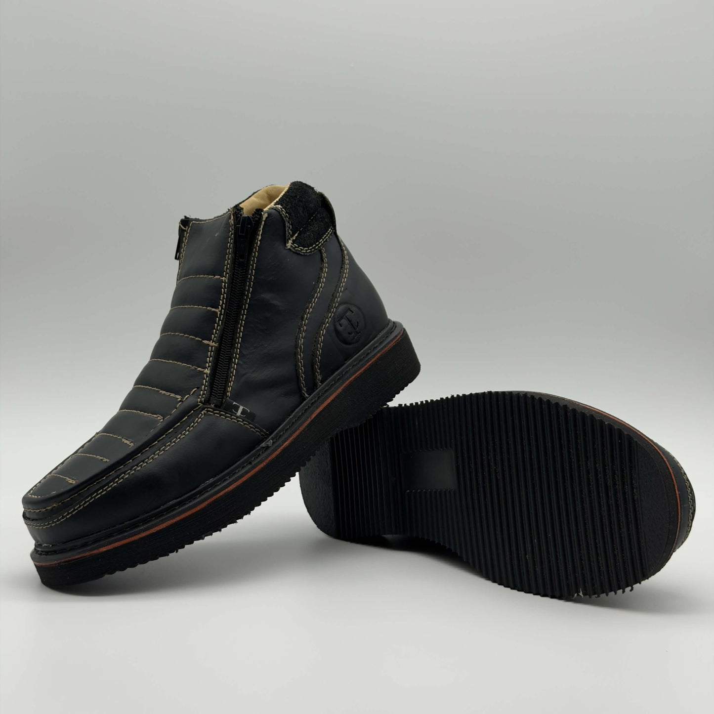 Zapato de Trabajo Doble Cierre Bordado Crazy Negro Mil Rayas