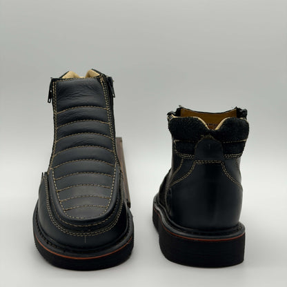 Zapato de Trabajo Doble Cierre Bordado Crazy Negro Mil Rayas