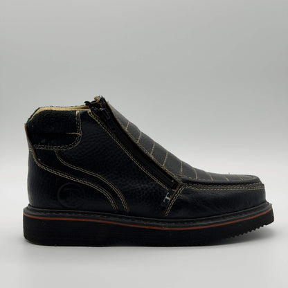 Zapato de Trabajo Doble Cierre Bordado Floter Negro Mil Rayas