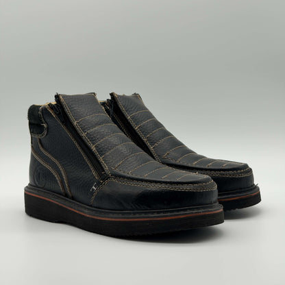 Zapato de Trabajo Doble Cierre Bordado Floter Negro Mil Rayas