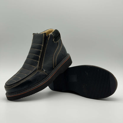 Zapato de Trabajo Doble Cierre Bordado Floter Negro Mil Rayas
