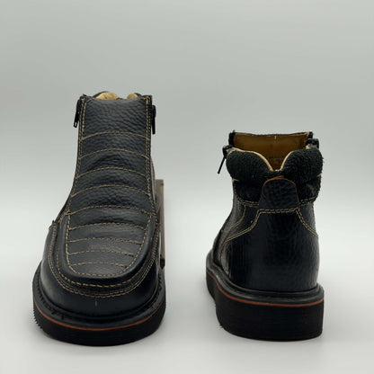 Zapato de Trabajo Doble Cierre Bordado Floter Negro Mil Rayas